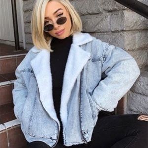 Denim Fur Sherpa Jacket